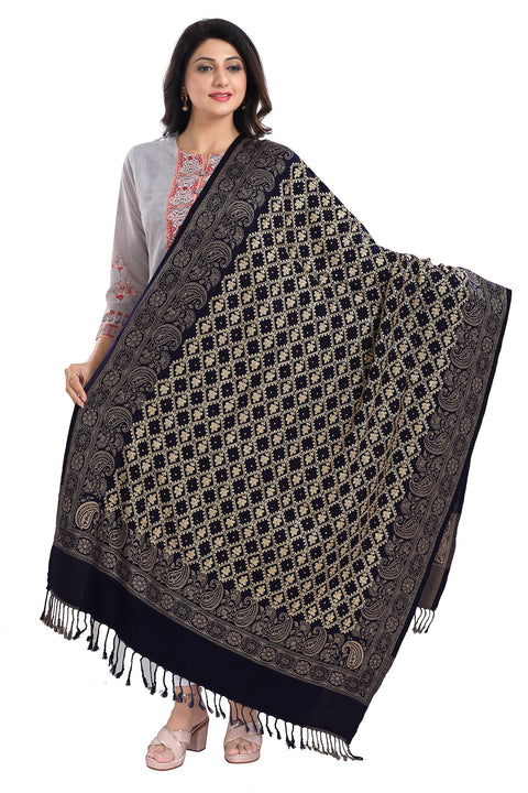 Sophisticated Women's Black Shawl For Casual, Party Wear (D74)