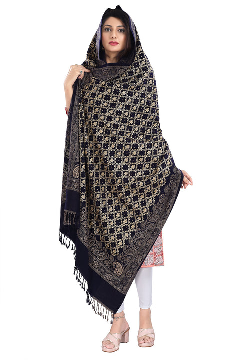 Sophisticated Women's Black Shawl For Casual, Party Wear (D74)