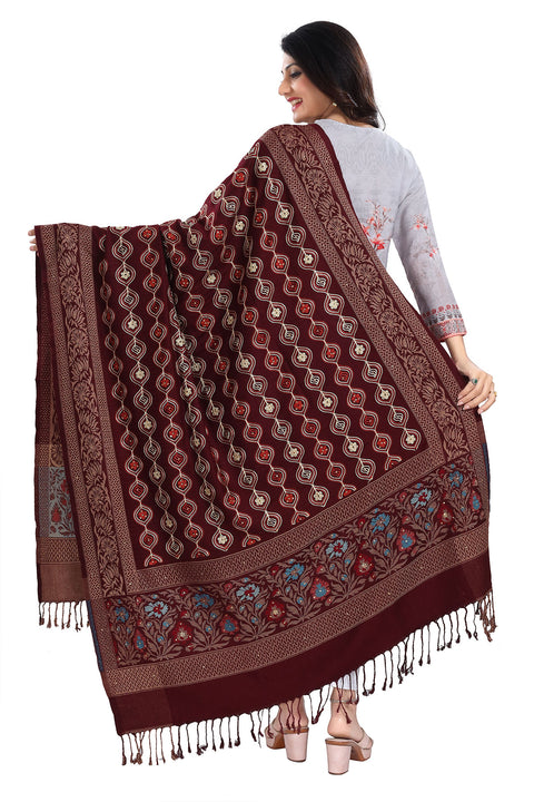 Sophisticated Women's Wine Shawl For Casual, Party Wear (D58)