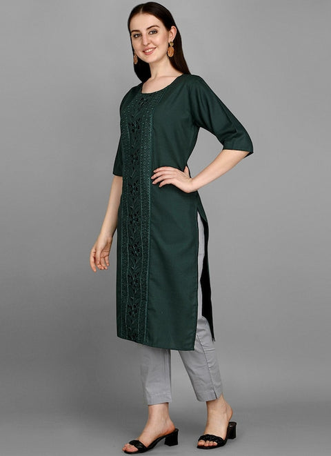 Designer Green Color Indian Ethnic Kurti in Fancy For Casual Wear (K1011)