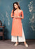 Cotton Kurti with Plazzo in Peach Color (K70) - PAAIE