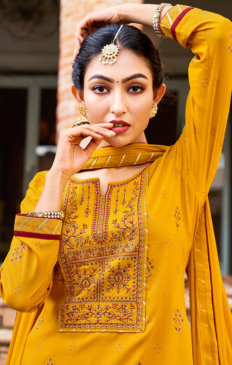Trendy Yellow Designer Suit with Dupatta In Modern Style (K265) - PAAIE