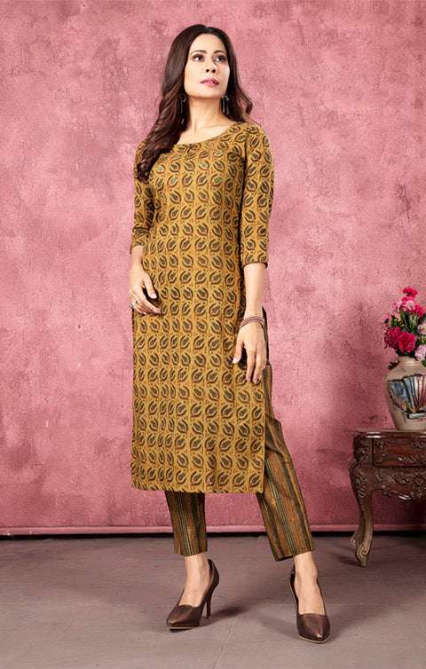 Indian Ethnic Brown Color Kurti with Plazzo (K108) - PAAIE