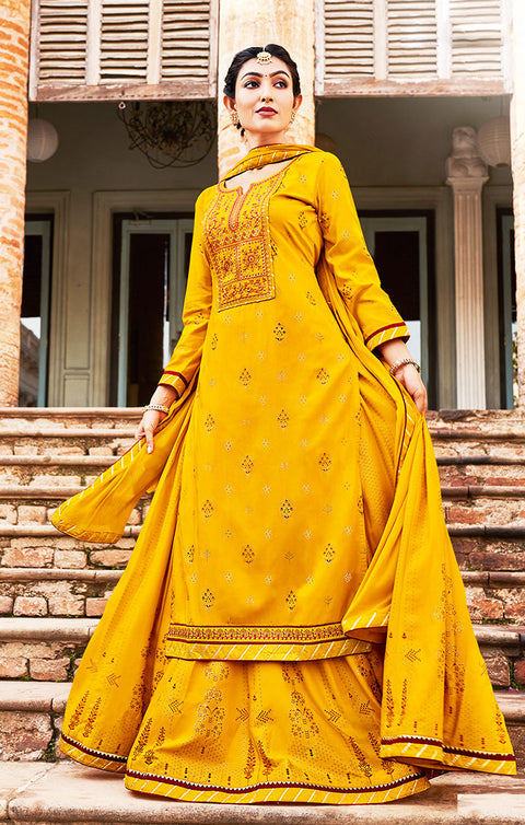 Trendy Yellow Designer Suit with Dupatta In Modern Style (K265) - PAAIE
