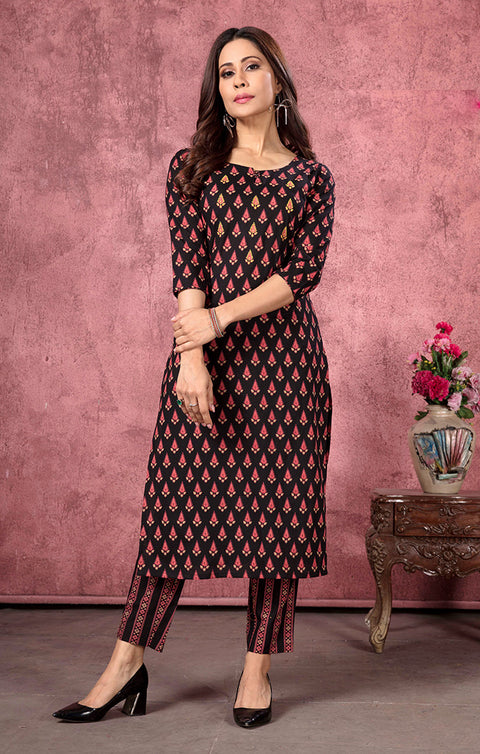 Indian Ethnic Black Color Kurti with Plazzo (K109) - PAAIE