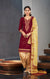 Silk Cotton Suit With Patiala Salwar and Fancy Dupatta in Red Color (K12) - PAAIE