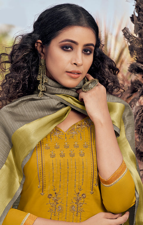 Radiant Yellow Designer Suit & Salwar with Dupatta For Casual and Ethnic Wear (K128) - PAAIE