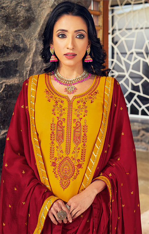 Long Suit With Lengha and Fancy Dupatta in Yellow Color (K17) - PAAIE