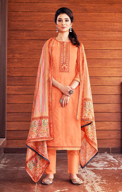 Premium Orange Designer Kurti with Pant For Ethnic Wear (K264) - PAAIE