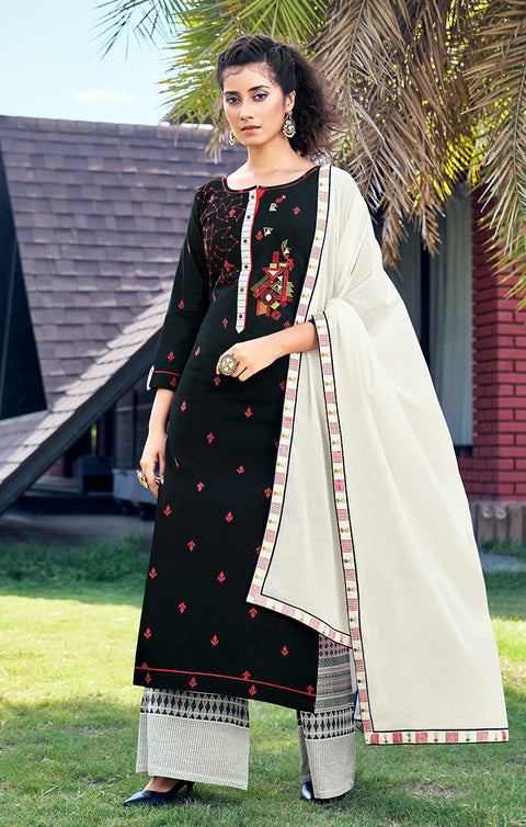 Marvellous Black Designer Kurti with Plazzo For Ethnic Wear (K258) - PAAIE