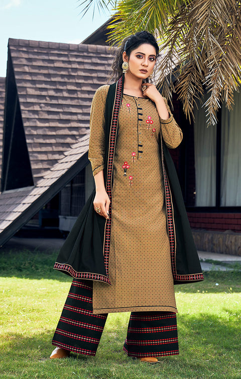Trendy Beige Designer Kurti with Plazzo For Ethnic Wear (K259) - PAAIE