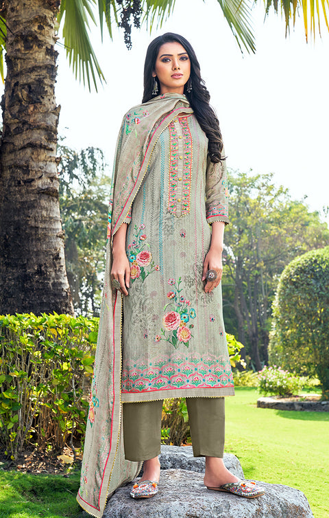Spectacular Grey Designer Salwar Suit with Dupatta In Modern Style (K291) - PAAIE