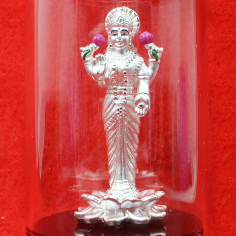 999 Pure Silver Lakshmi Idol with lotus - PAAIE