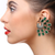American Diamond Designer Earring in Green Color (E11) - PAAIE