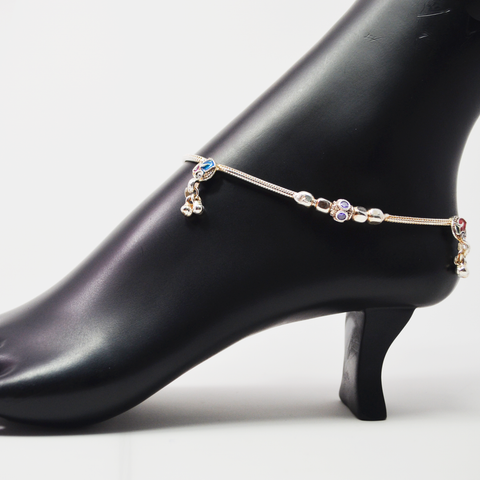 Designer Silver Anklet (K19 Design) - 10.5 inches - PAAIE