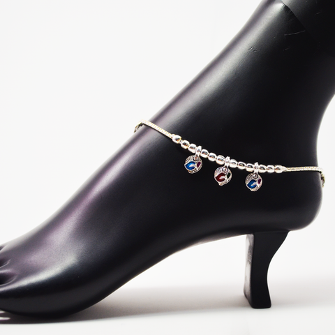 Designer Silver Anklet (K20 Design) - 10.5 inches - PAAIE