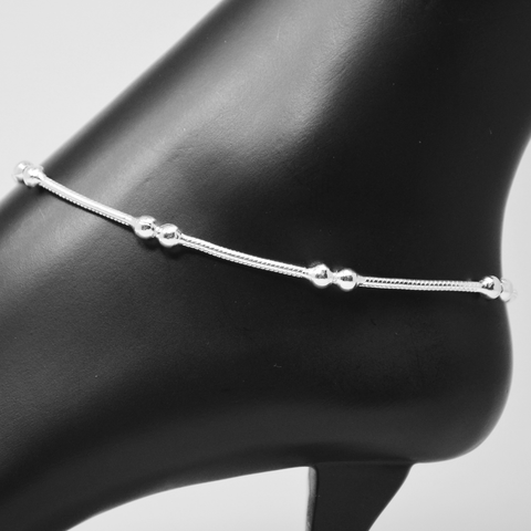 Silver Anklet (K8 Design) - 10.5 inches - PAAIE