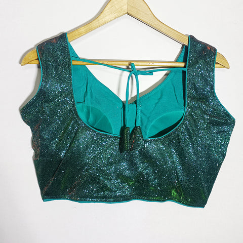 Readymade Green Color Sleeveless Blouse For Party Wear (Design 1019)