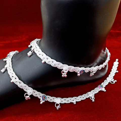 Silver Anklet 10 inches (Set of 2) - Design 102 - PAAIE