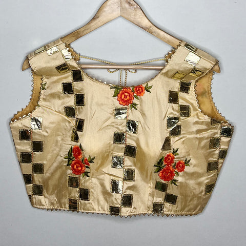 Golden Color Designer Embroidered Blouse For Wedding & Party Wear (Design 1039)