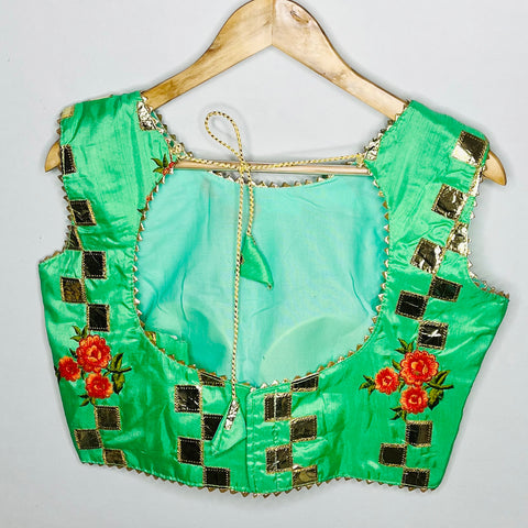 Light Green Color Designer Embroidered Blouse For Wedding & Party Wear (Design 1041)