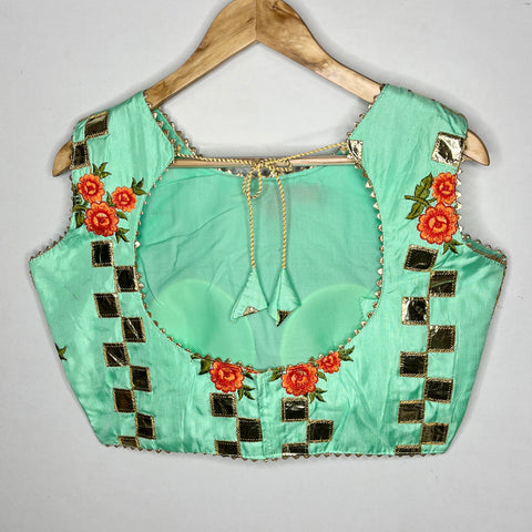 Light Green Color Designer Embroidered Blouse For Wedding & Party Wear (Design 1044)