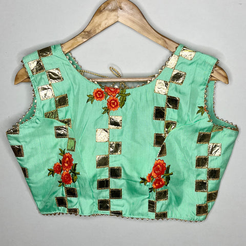 Light Green Color Designer Embroidered Blouse For Wedding & Party Wear (Design 1044)