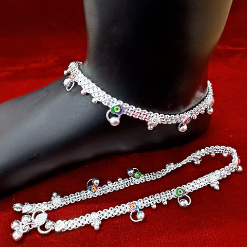 Silver Anklet 10 inches (Set of 2) - Design 104 - PAAIE