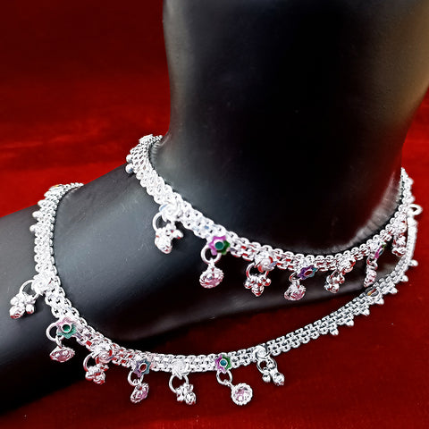 Silver Anklet 10 inches (Set of 2) - Design 107 - PAAIE