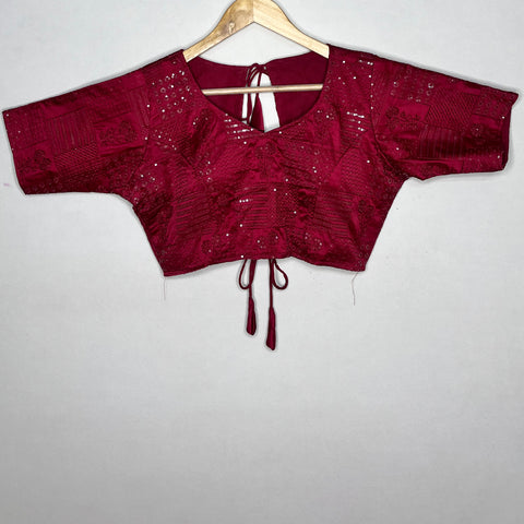 Designer Brown Color Silk Embroidered Blouse For Wedding & Party Wear (Design 1097)