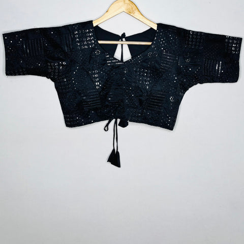 Designer Black Color Silk Embroidered Blouse For Wedding & Party Wear (Design 1099)