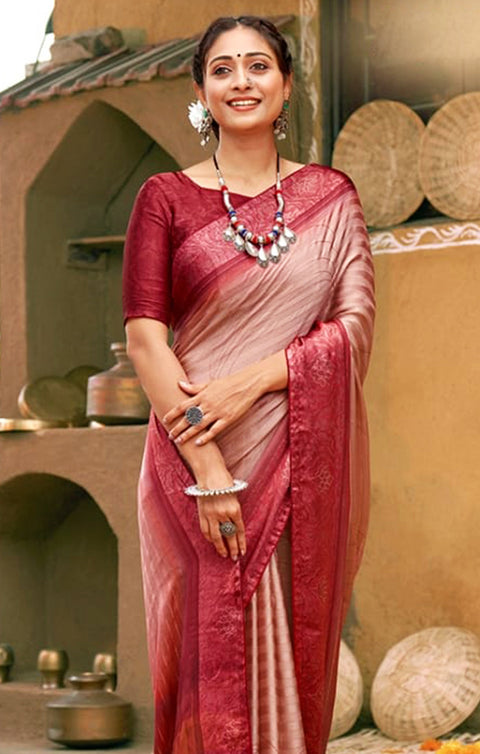 Designer Wine P/P Signature Printed Saree for Casual Wear (D464)