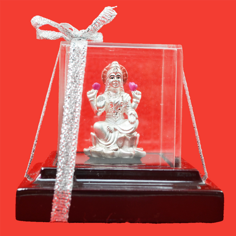 999 Pure Silver Lakshmi Idol with Flowers - PAAIE