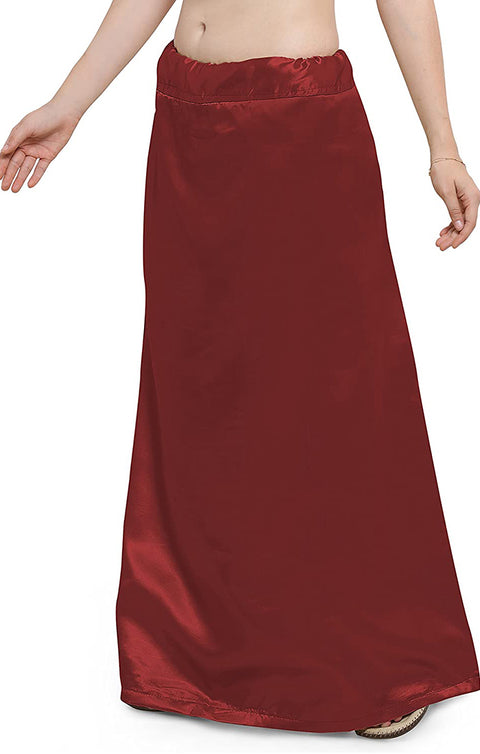Readymade Petticoats in Maroon Color for Saree (Satin)