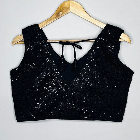 Black Colored Designer Silk Sequins Blouse For Wedding & Party Wear (Design 1108)