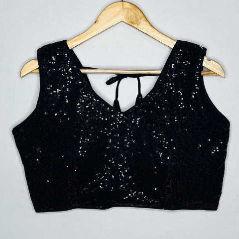 Black Colored Designer Silk Sequins Blouse For Wedding & Party Wear (Design 1108)
