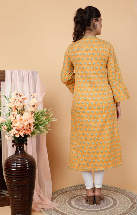 Outstanding Yellow Color Indian Ethnic Kurti For Casual Wear (K446)