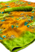 Marigold Color and green Floral Chiffon Saree - PAAIE