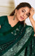 Lycra Dark Green Designer Saree with Sequins work & Handwork Butta - PAAIE