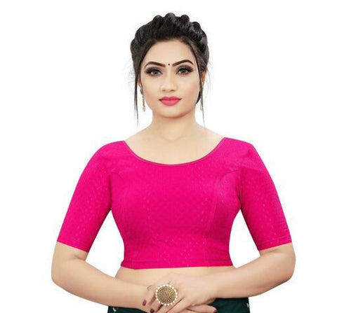 Magenta Color Self Print Designer Pattern Readymade Blouse in Lycra Stretchable (Design 1189)