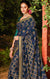Designer Blue/Golden Brasso Printed Saree for Casual Wear (D443)