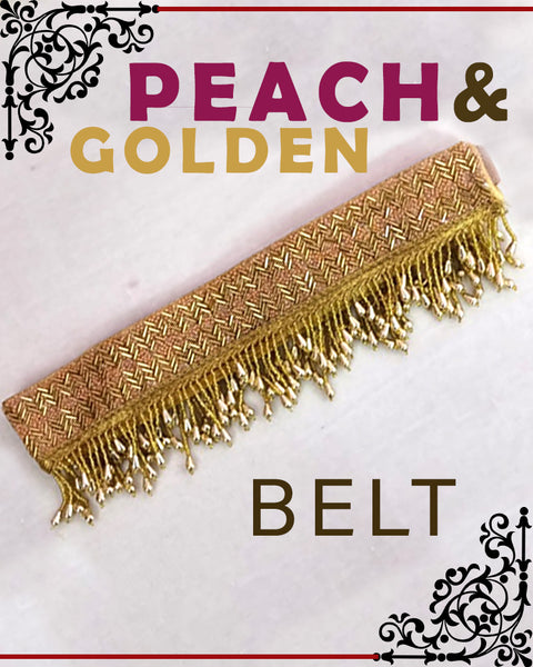 Peach & Golden Color Kamarband Bridal Belt / Sari Belt For Women With Embroidery (B11)
