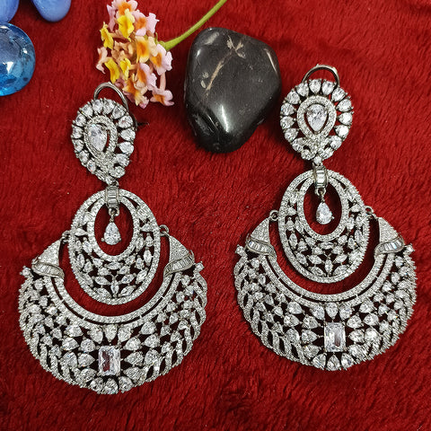 Oxidized American Diamond Contemporary Earrings (E187) - PAAIE