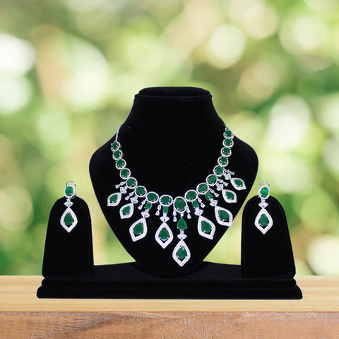 American Diamond Necklace Set with Earring (E14) - PAAIE