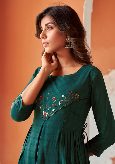 Glorious Sea Green Designer Kurti with Pant For Ethnic Wear (K246) - PAAIE