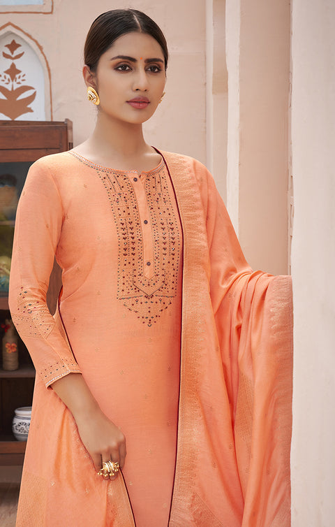 Noticeable Orange Designer Suit with Dupatta In Modern Style (K276) - PAAIE