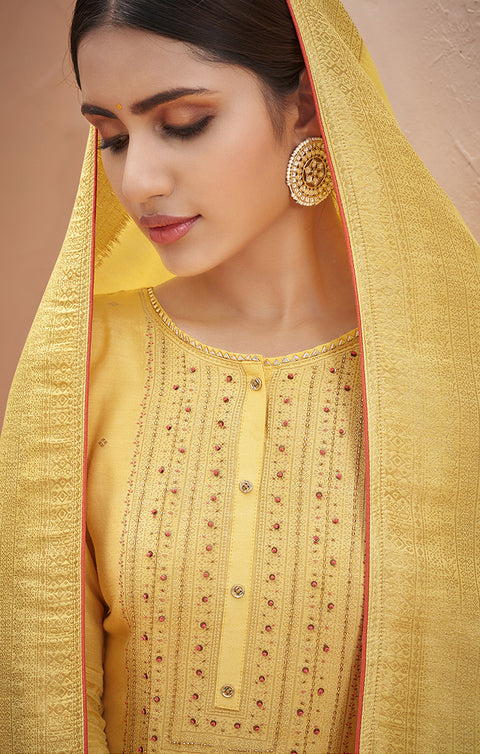 Vibrant Yellow Designer Suit with Dupatta In Modern Style (K279) - PAAIE