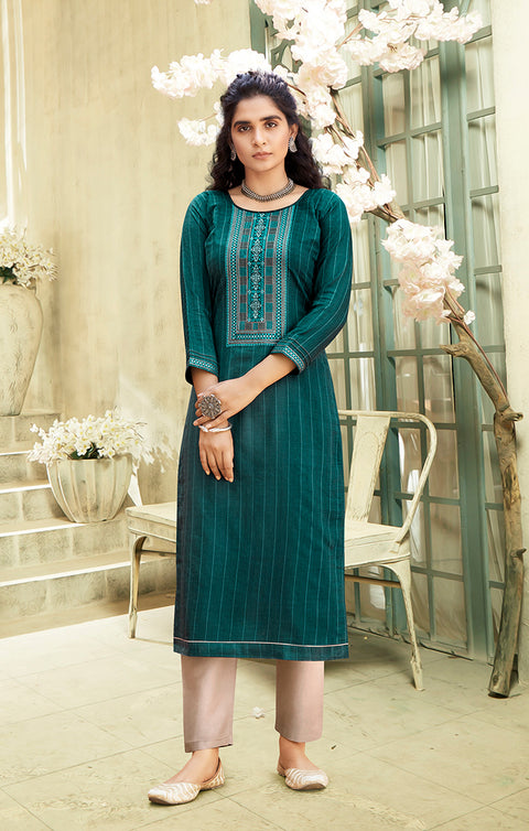Stunning Sea Green Color Indian Ethnic Kurti For Casual Wear (K232) - PAAIE