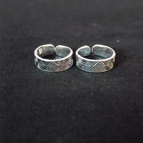 925 Silver Adjustable Toe Rings Pair (Design 128)