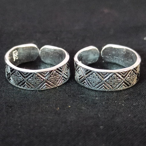 925 Silver Adjustable Toe Rings Pair (Design 128)